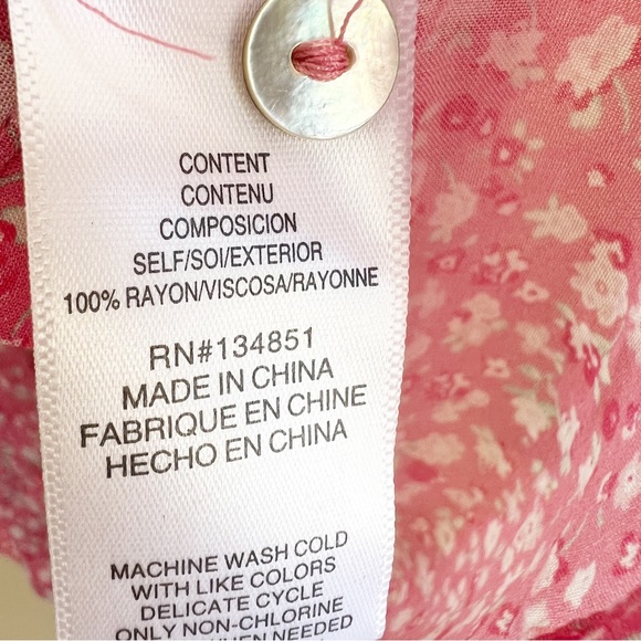 WAYF Amie Button Up Blouse Cherise Ditsy Floral XS cottagecore prairie - Picture 10 of 11